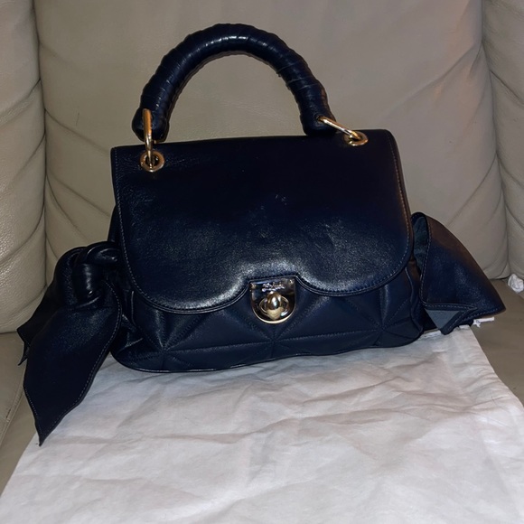 Authentic Z Spoke By Zac Posen double bow leather navy blue Bag - Picture 16 of 16